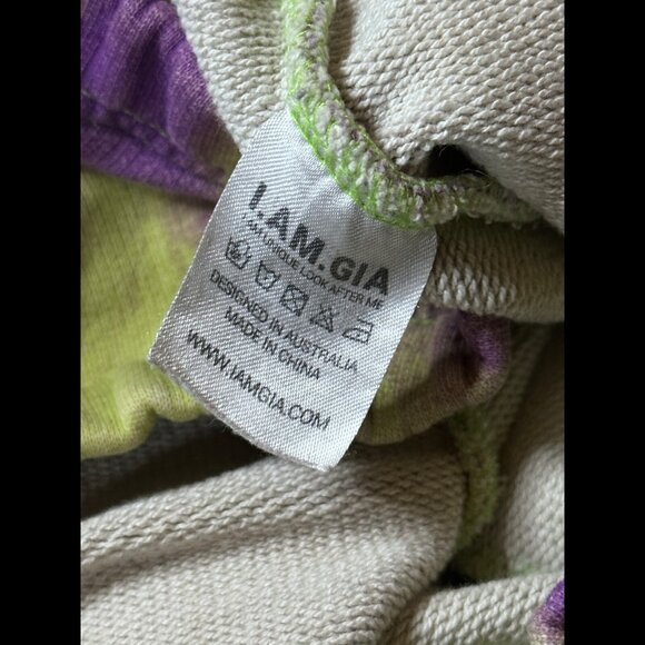 I.AM.GIA Pants Small Womens Green Purple Tie Dye 100% Cotton Sweatpants Fleece - Picture 9 of 10